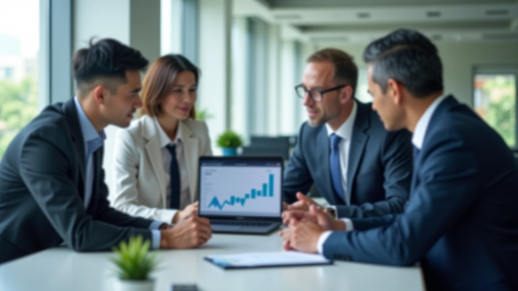 Business team analyzing property market forecasts and residential price index projections on digital analytics platform