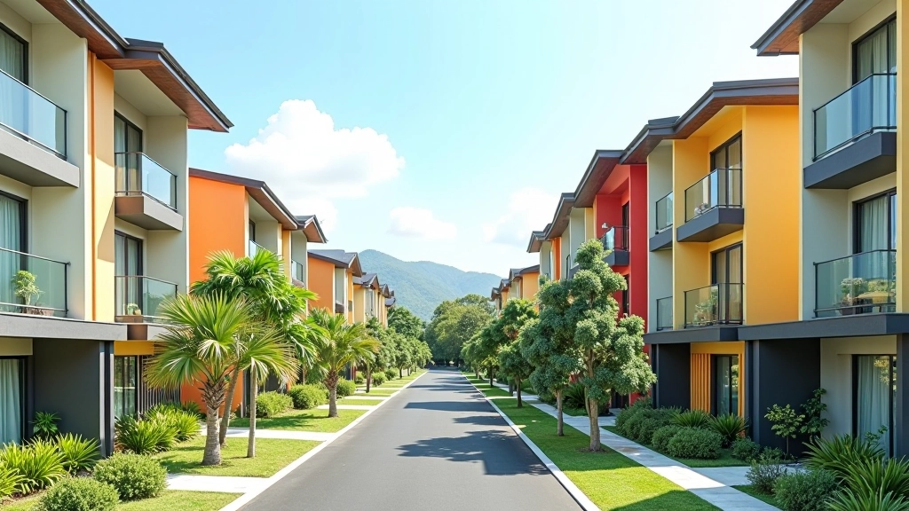 Modern affordable housing development units and community spaces