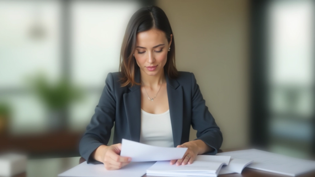 Young professional reviewing mortgage documents and income statements at home office