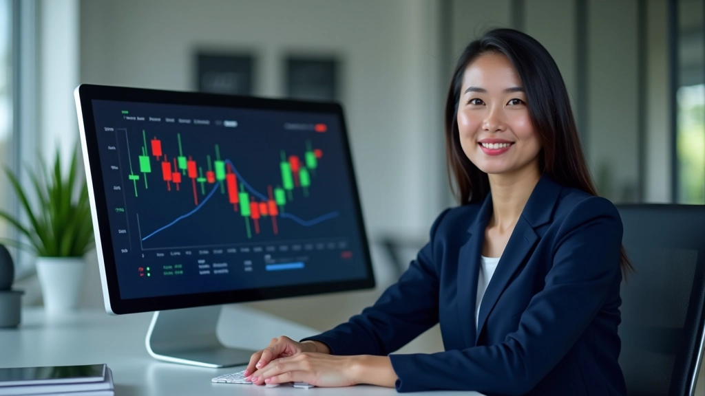 Real estate market analyst examining regional price trend data on large display screen with color-coded growth indicators
